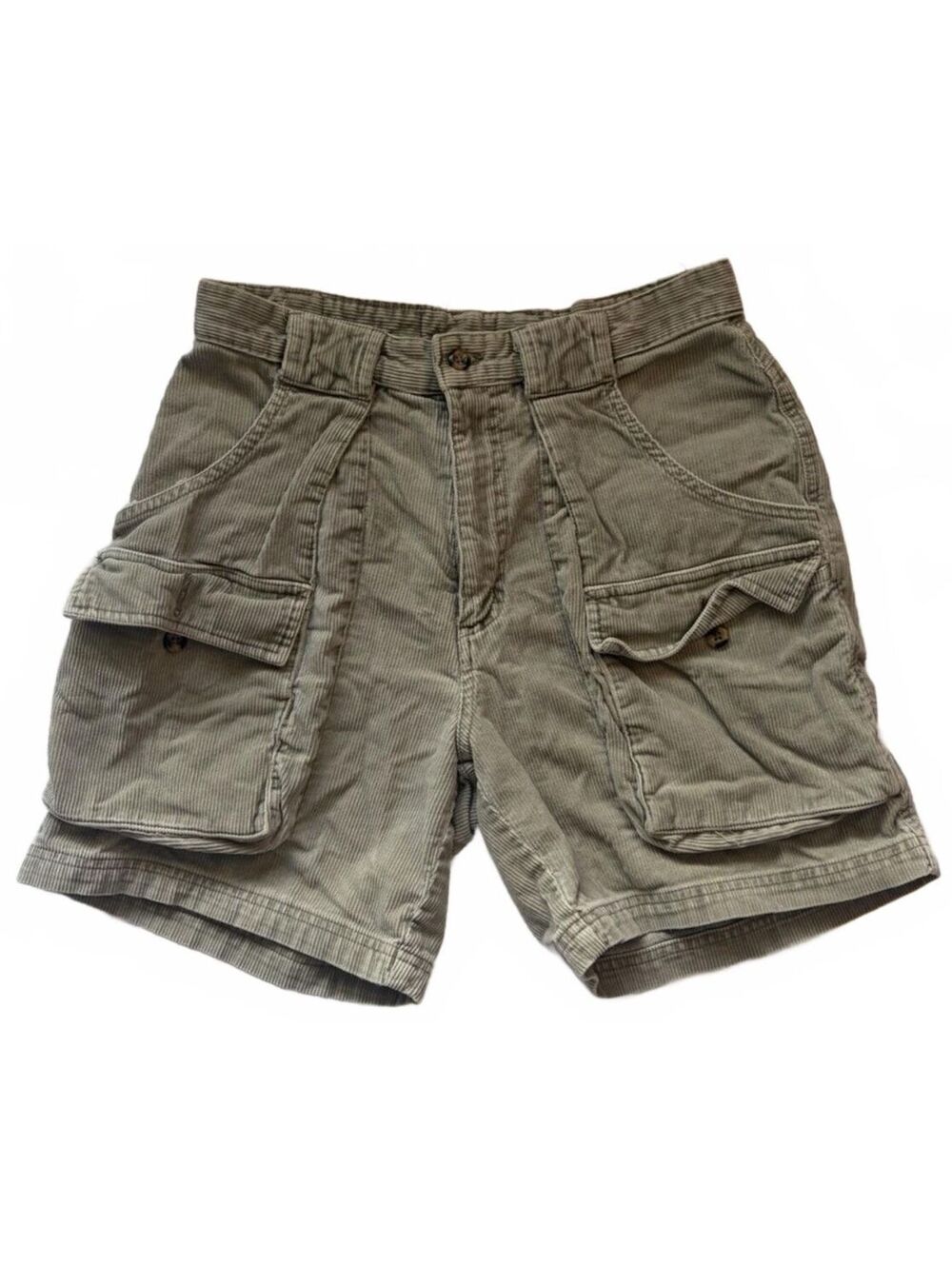 Y2K Unleaded Made to Last Men's Corduroy Cargo Shorts Size 30 Khaki Beige Cotton